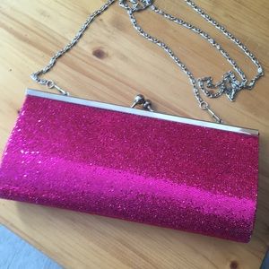 Clutch purse hot pink and sparkly